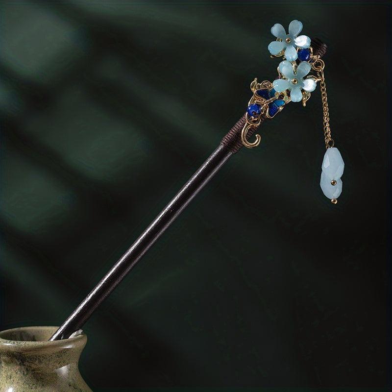 Chinese Style Flower Hair Clip Hair Stick Ponytail Holder for Women