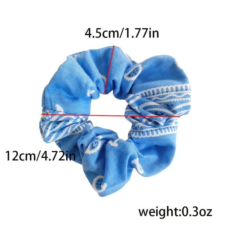 Paisley Print Large Satin Scrunchie with Rabbit Ears for Women