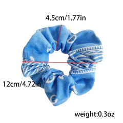 Paisley Print Large Satin Scrunchie with Rabbit Ears for Women