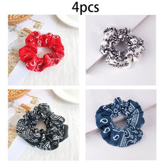 Paisley Print Large Satin Scrunchie with Rabbit Ears for Women