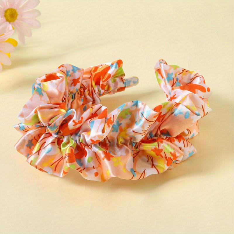 Ruched Ruffled Headband Colorful Hair Band Floral Printed Head Hoop