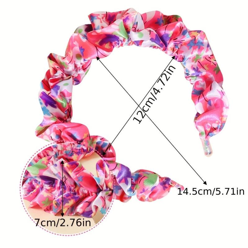 Ruched Ruffled Headband Colorful Hair Band Floral Printed Head Hoop