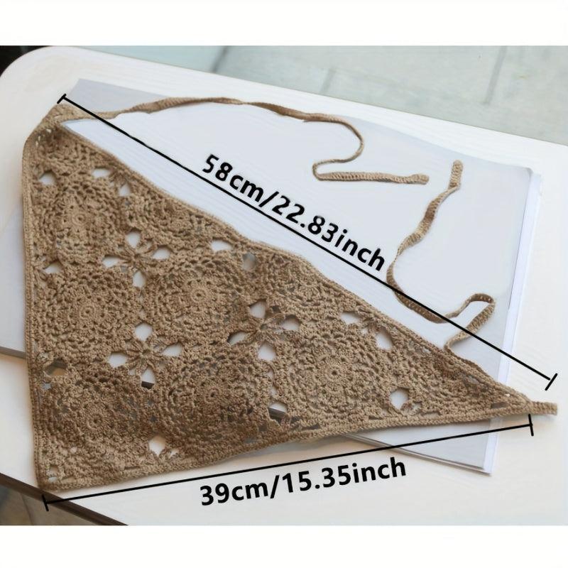 Crochet Flower Triangle Scarf Hairband Knitted Lace Headband