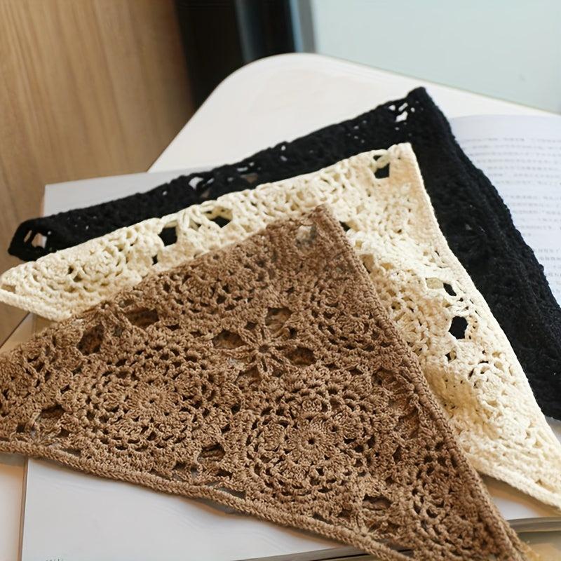 Crochet Flower Triangle Scarf Hairband Knitted Lace Headband