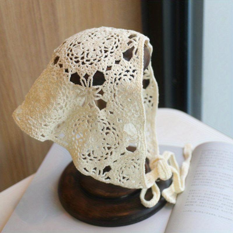 Crochet Flower Triangle Scarf Hairband Knitted Lace Headband