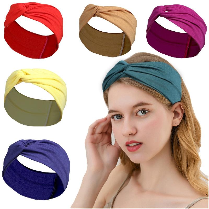 Solid Knotted Hairband Women's Headband Sweat Absorbing Sports Yoga Hair Accesso