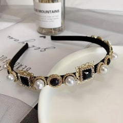 Rhinestone Head Hoop Faux Pearl Hair Band Headband Hair Accessories