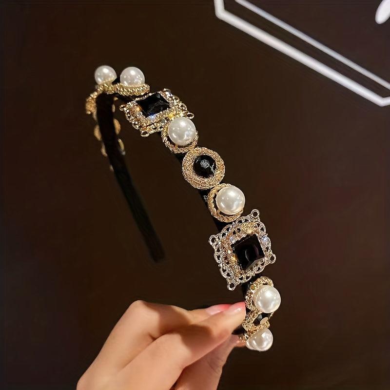 Rhinestone Head Hoop Faux Pearl Hair Band Headband Hair Accessories