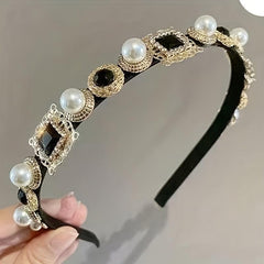 Rhinestone Head Hoop Faux Pearl Hair Band Headband Hair Accessories