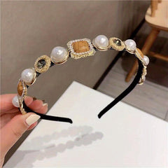 Rhinestone Head Hoop Faux Pearl Hair Band Headband Hair Accessories