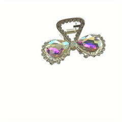 Women Rhinestone Bow Hair Claw Glitter Bowknot Hair Claw Ponytail Holder