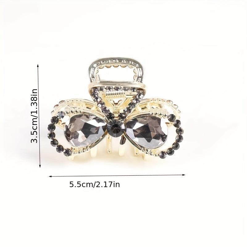 Women Rhinestone Bow Hair Claw Glitter Bowknot Hair Claw Ponytail Holder