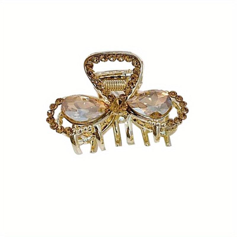 Women Rhinestone Bow Hair Claw Glitter Bowknot Hair Claw Ponytail Holder