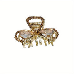 Women Rhinestone Bow Hair Claw Glitter Bowknot Hair Claw Ponytail Holder