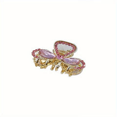 Women Rhinestone Bow Hair Claw Glitter Bowknot Hair Claw Ponytail Holder