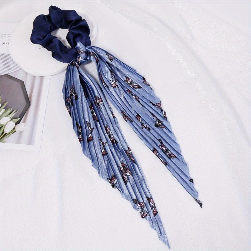 Scrunchie Butterfly Pattern Long Streamer Bowknot Hair Tie Ponytail Hair Rope