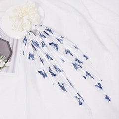 Scrunchie Butterfly Pattern Long Streamer Bowknot Hair Tie Ponytail Hair Rope