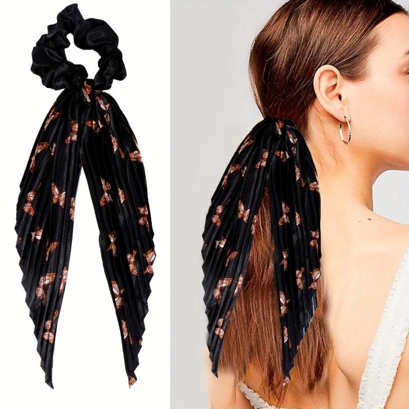 Scrunchie Butterfly Pattern Long Streamer Bowknot Hair Tie Ponytail Hair Rope