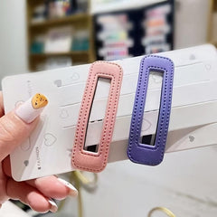 5pcs Square PU Leather Hair Clip Barrette Hair Accessories