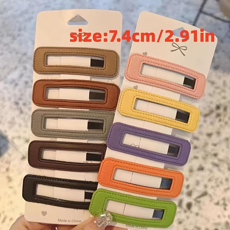 5pcs Square PU Leather Hair Clip Barrette Hair Accessories