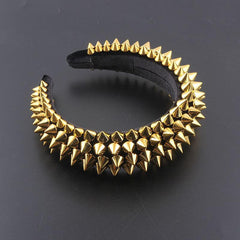 Punk Rivet Decor Headband Wide Head Hoop Headdress Padded Hair Band