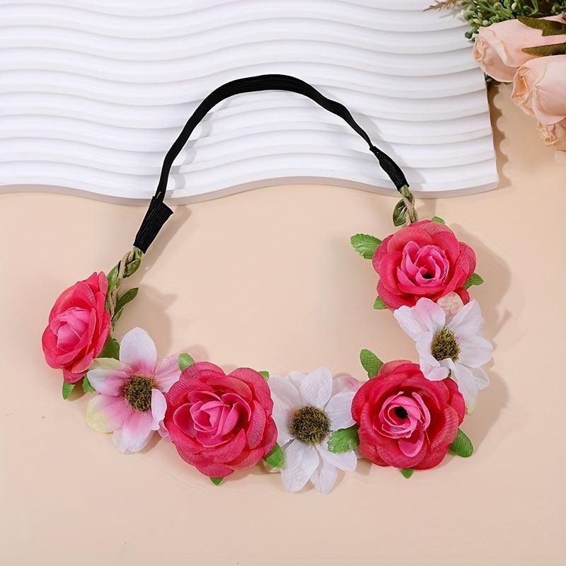 Flower Headband Bridal Wreath Hair Band Boho Style Hair Accessories