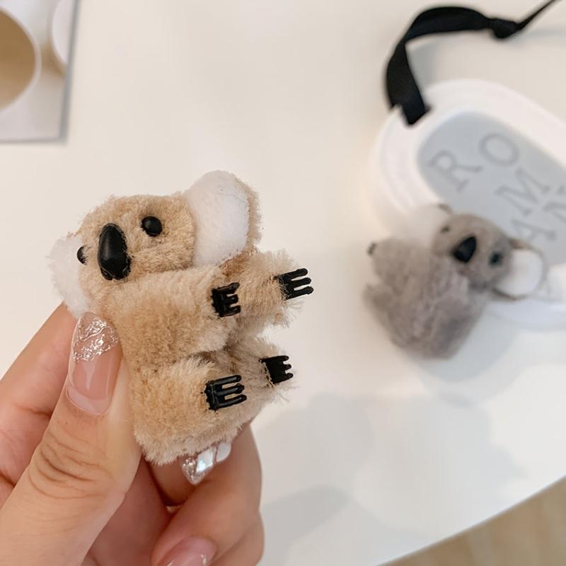 Koala Hair Claw Fluffy Banana Clip Hairgrip Non Slip Hair Accessory