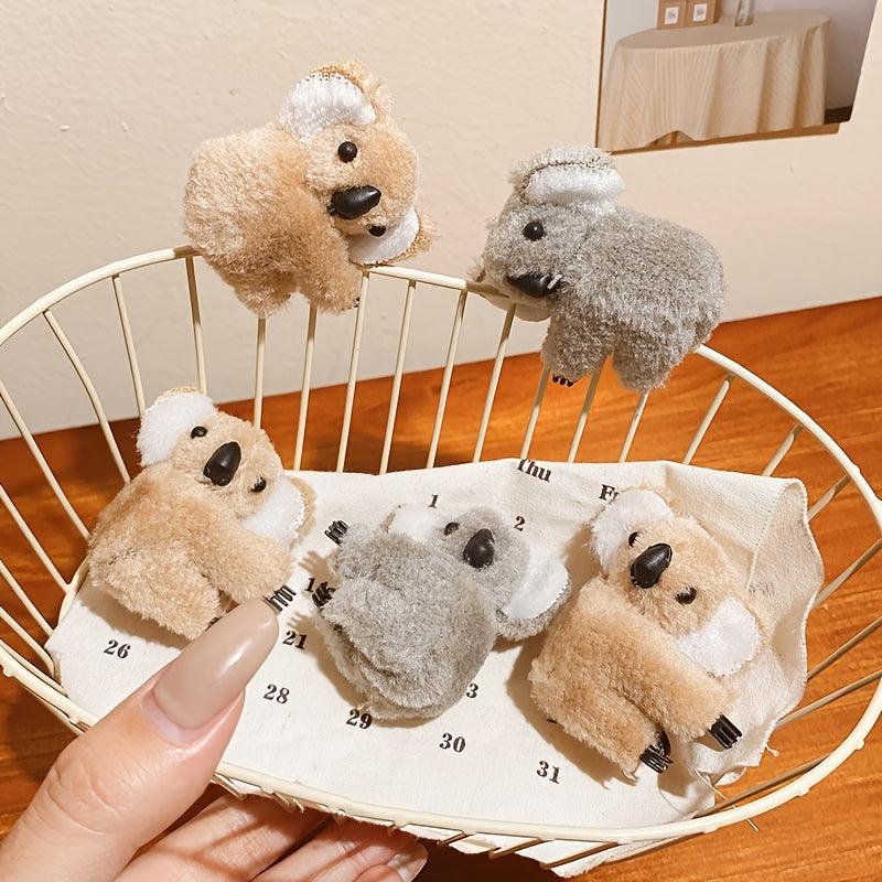 Koala Hair Claw Fluffy Banana Clip Hairgrip Non Slip Hair Accessory
