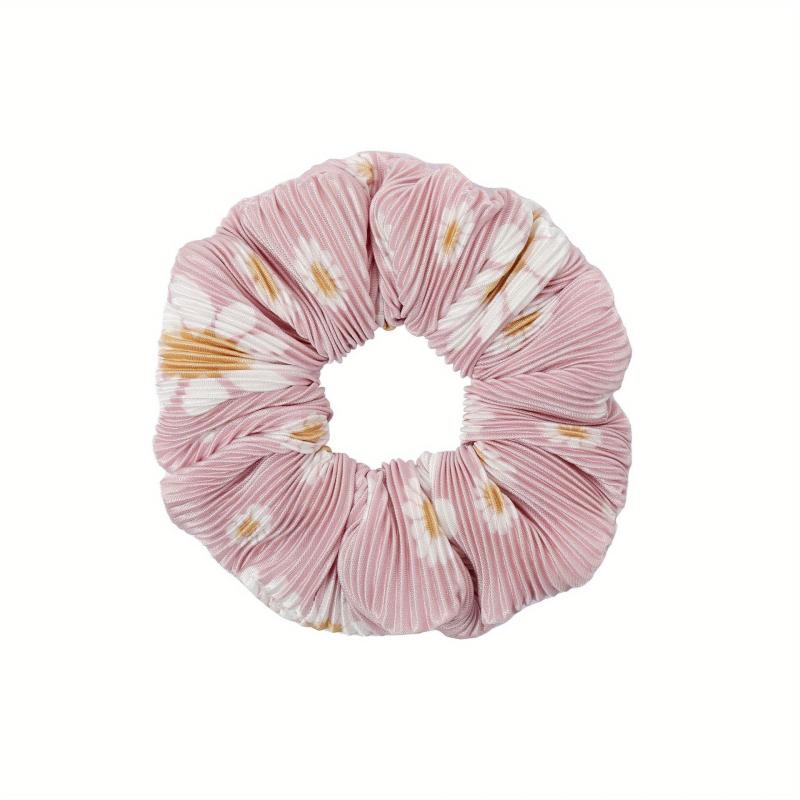 Daisy Print Pleated Headband Scrunchies Hair Tie Sweet Hair Rope Ponytail Holder