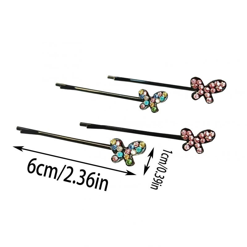 10 Pairs Rhinestone Butterfly Hair Clip Bobby Pin Hair Accessories