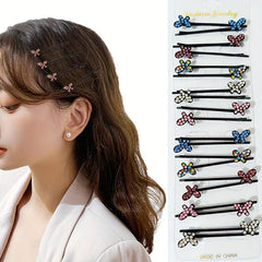 10 Pairs Rhinestone Butterfly Hair Clip Bobby Pin Hair Accessories