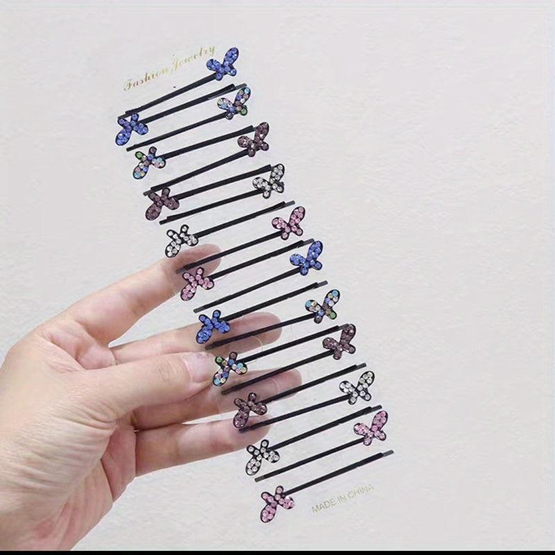 10 Pairs Rhinestone Butterfly Hair Clip Bobby Pin Hair Accessories