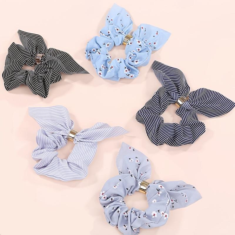 7pcs Flower Pattern Hair Tie Elastic Scrunchie Pastoral Style