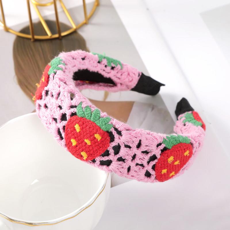 Knit Flower Headband Boho Style Head Hoop Metal Headdress For Women Girls