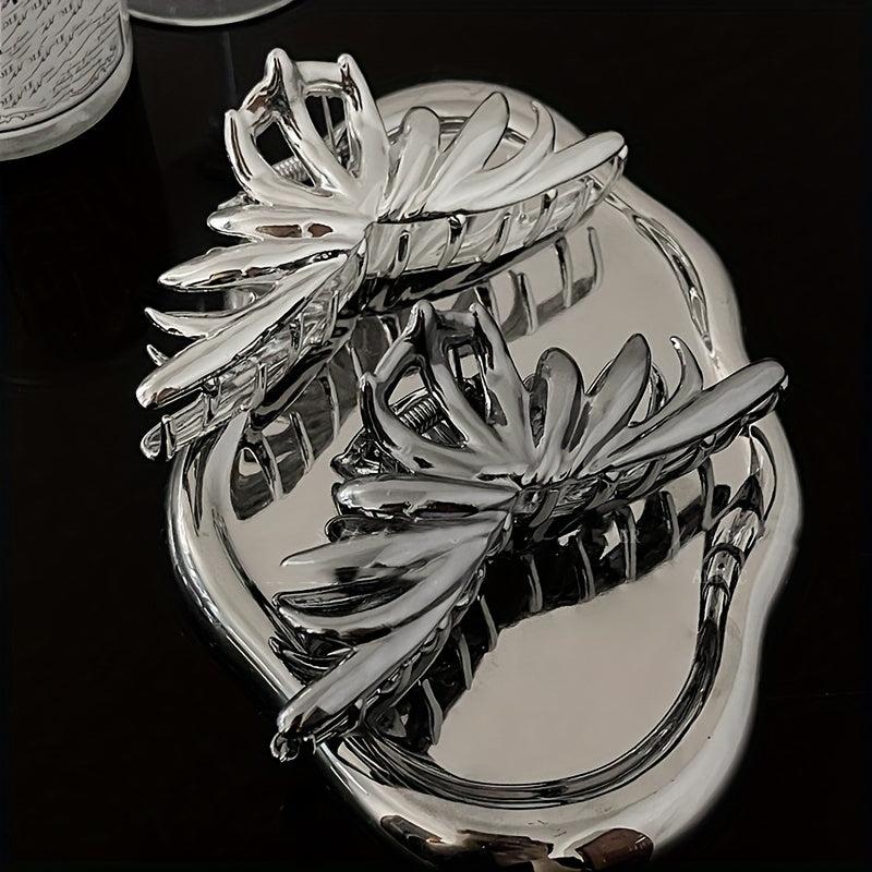 Silvery Hair Claw Glossy Hair Claw Nonslip Shark Claw For Ponytail Holder