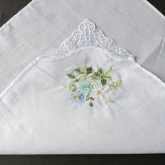 3PCS 60S Embroidered Handkerchief Lace Butterfly Wedding Hankies