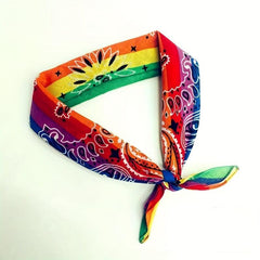 Rainbow Square Scarf Hair Bundle Hairband Head Scarf