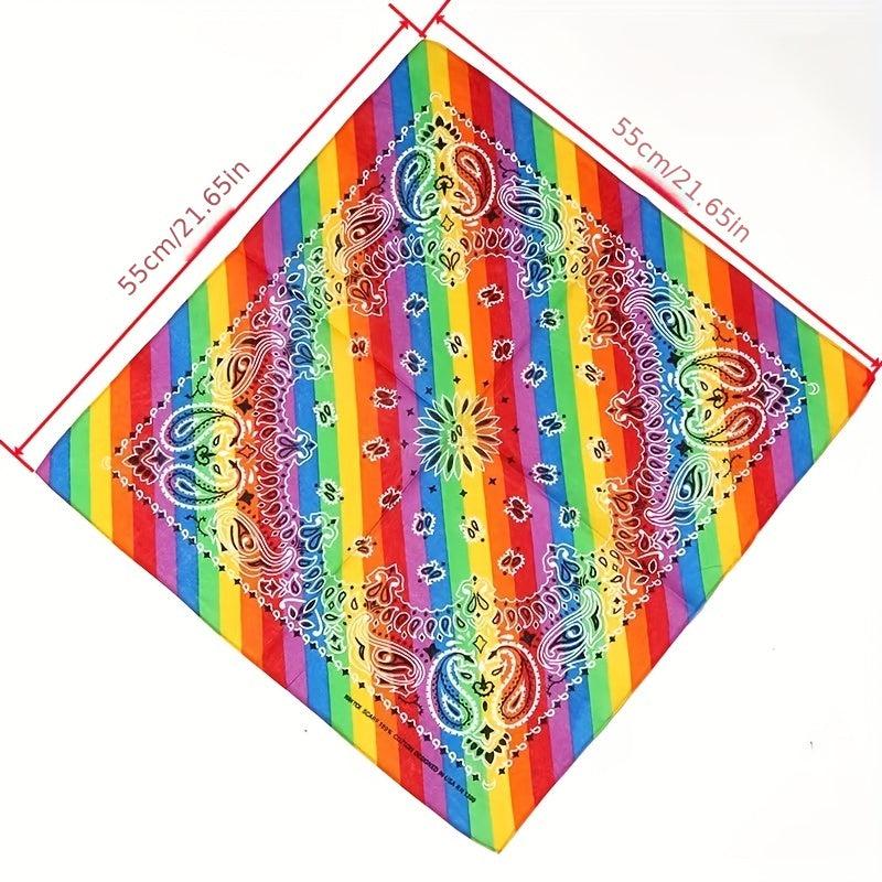 Rainbow Square Scarf Hair Bundle Hairband Head Scarf
