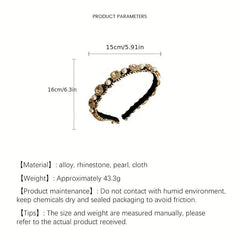 Faux Pearl Inlaid Rhinestone Headband Vintage Hair Accessories