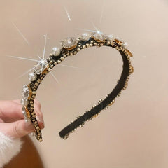 Faux Pearl Inlaid Rhinestone Headband Vintage Hair Accessories