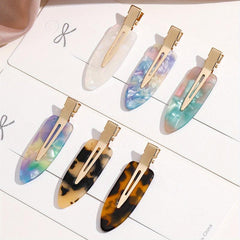 6pcs Acetate Hair Clip Seamless Side Clip Plaid Pattern Headwear