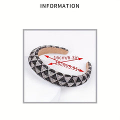 Baroque Rhinestone Checkered Head Hoop Hair Band Headdress
