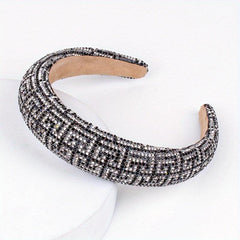 Baroque Rhinestone Checkered Head Hoop Hair Band Headdress