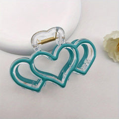 8 Heart Hair Claw Grip Clear Frame Banana Clip Hair Styling Accessory