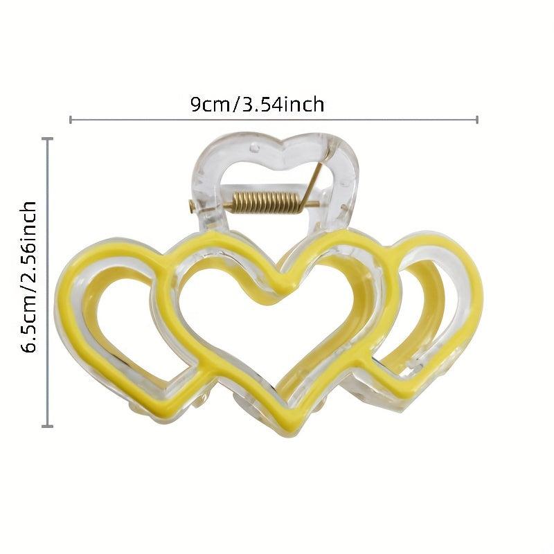 8 Heart Hair Claw Grip Clear Frame Banana Clip Hair Styling Accessory