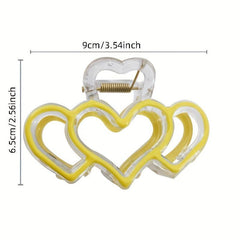 8 Heart Hair Claw Grip Clear Frame Banana Clip Hair Styling Accessory