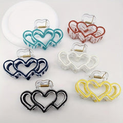 8 Heart Hair Claw Grip Clear Frame Banana Clip Hair Styling Accessory