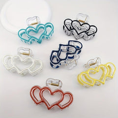 8 Heart Hair Claw Grip Clear Frame Banana Clip Hair Styling Accessory
