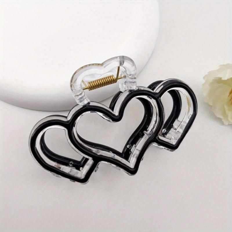 8 Heart Hair Claw Grip Clear Frame Banana Clip Hair Styling Accessory