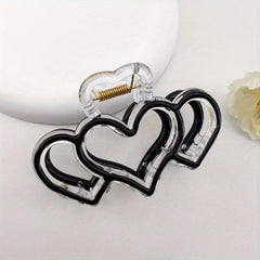 8 Heart Hair Claw Grip Clear Frame Banana Clip Hair Styling Accessory